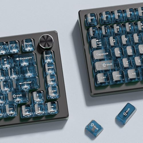 Image of dagaladoo Haze Blue Clear keycaps for Mechanical Keyboard,Transparent MDA keycaps 60 75 100 Percent,Ceramic Jelly Key caps Set,Shine Through Key caps for Mx Switches Mechanical Keyboard(115key)