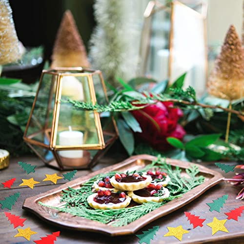 Image of Christmas Holiday Confetti Glitter Sprinkles Red Green White Christmas Tree Star Table Confetti 300pcs,Thanksgiving, Weddings, New Years, Birthdays, Winter Party Decoration Lasting Surprise