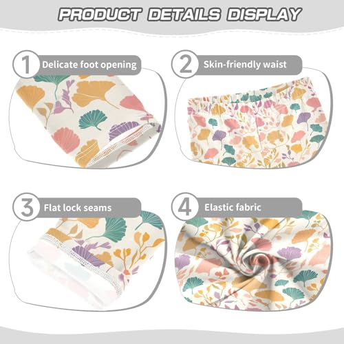 Hand Drawn Ginkgo Kids Girl's Cotton Leggings Comfortable Full Length Sweatpants Running3