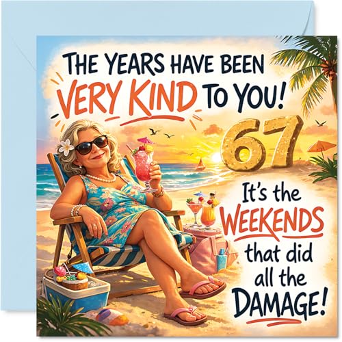 Stuff4 �ʔ���67�΂̒a�����J�[�h - �T���̓_���[�W��^���܂��� - �@�m�ɕx��67�΂̒a�����̂Ђ˂���������z�C�ȃr�[�`�V�[�� - 5.7�C���`�̐����`�A�����t��