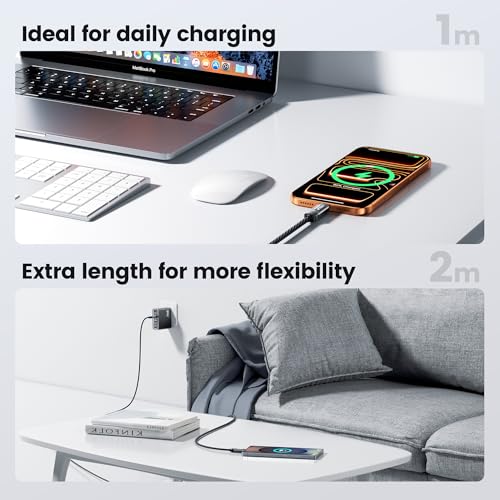 toocki 240W USB C auf USB C Kabel Schnellladekabel USB C USB PD3.1 Nylon USB Typ C Ladekabel mit LED Display für iPhone 17 Pro Max, iPhone 16, Samsung S24 S23 S22 S21, MacBook Pro/Air (2M)