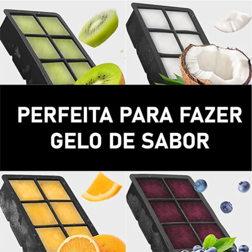 Forma De Gelo Silicone Cubo Grande 8 Cubos Drink Whisky Top Flexível E Resistente