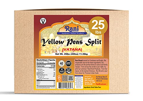 Image of Rani Yellow Peas Split, Dried (Vatana, Matar) 400oz (25lbs) 11.36kg Bulk Box ~ All Natural | Vegan | Gluten Friendly | Product of USA
