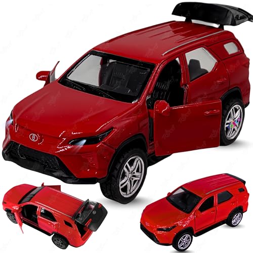 Image of toyco Alloy Metal SUV Toy Car for Kids | Pull Back Unbreakable Small Toy Cars | Openable Doors, Smooth & Shiny Edges |1:36 Scale | Gift Toys for Boys and Girls Age 3+ | (Fortuner red)
