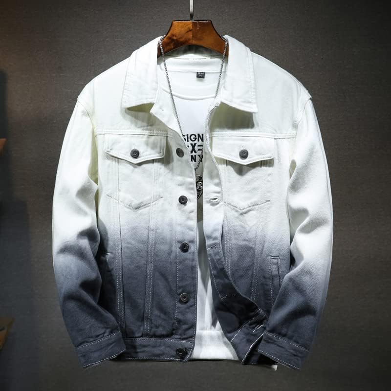 AAPAH Gradient Color Spring/Autumn Men's Denim With Holes Washed Bomber Jacket Jackets For Men Clothing Coats