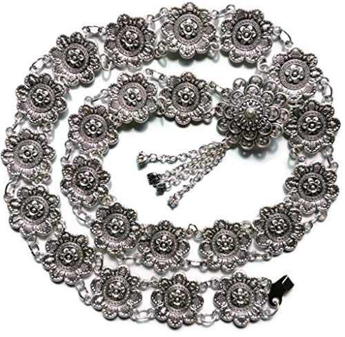 Silver Plated Belts Thai Tradition Grand Empress Vintage Style Thailand Costume Wedding Party Women Dress Skirt Sarong Oriental 40 Inches 1 Piece