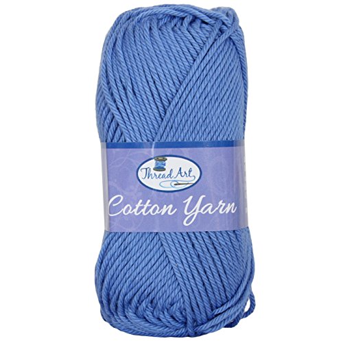 ThreadArt Cotton Crochet Yarn, Worsted Medium #4, 85yd, Periwinkle 3548