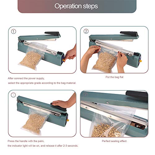 Konmee 8 Inches 200mm Bag Sealer Impulse Heat Sealer Hand Sealer Machine with an Extra Replacement Kit