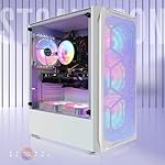 STGAubron Gaming PC Computer Desktop, GeForce GTX 1660 Ti 6G, Intel Core I7 up to 3.9 GHz, 16G RAM, 512G SSD, WiFi, BT 5.0, RGB Fan x 6, RGB BT Sound Bar, Windows 10 Home, White - Image 2