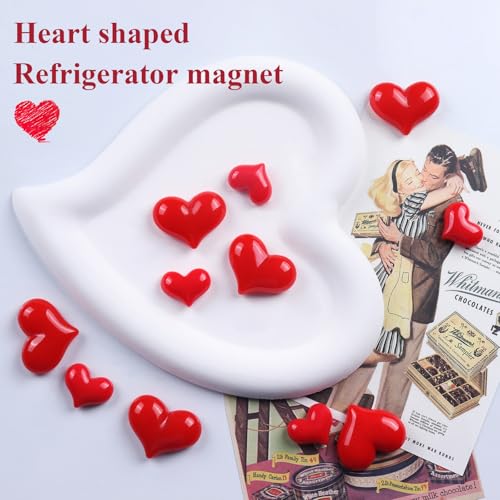 Imanes decorativos pequeños en forma de corazón rojo, pack de 8 miniatura 6