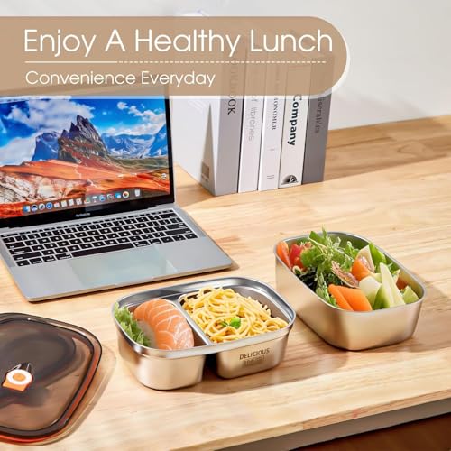 Image of Food Grade 304 Stainless Steel Bento Lunch Box - Leak-Proof, Reusable Meal Container with Lid - Ideal for School, Work, Travel - Safe & Easy to Clean Tiffin Box