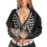 Eigenschaft: Kapuzenpullover Damen Oversize Vintage Hoodie mit Reißverschluss, casual Pullover langarm Sweatshirt mit Kapuze, Sweatjacke darf in keinem Kleiderschrank fehlen.