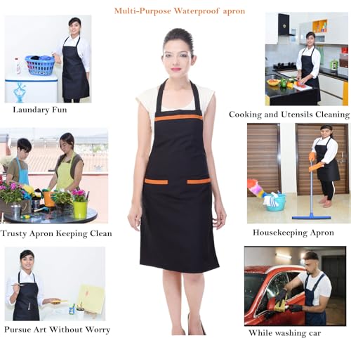 Image of Switchon Waterproof Polyester Apron with Pockets | Free Size Unisex Kitchen Cooking Chef for Home, Cafe, Hotel & Restaurant | Multi-Purpose for Gardening, Painting & Craft Work
