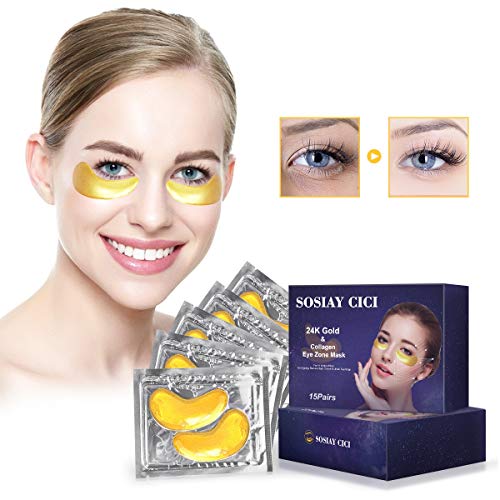 Under the Eye Gel Eye Patches - Treatment Patches for Bags & Puffy Eyes - Hydrogel Eye Pads for Dark Circles and Wrinkles - 24K Gold Eye Patches with Anti-Aging Collagen, Hyaluronic Acid, Vitamin B3 (15 Pairs)