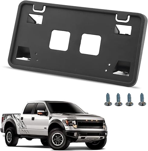 Miniatura 6 de Soporte de marco de matrícula para parachoques delantero compatible con Ford F150 2021 2022 3.3L 5.0L, kit de montaje de marco de matrícula negro,