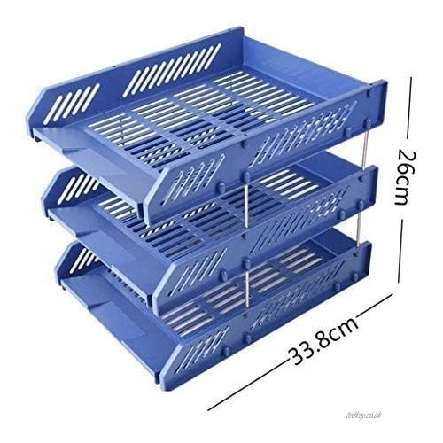 Image of 3 Layer Foldable File Rack | ABS Plastic Desk Organizer Tray for Office, School & Home | Multi-Tier Paper & Document Storage Shelf | Sturdy Blue Finish