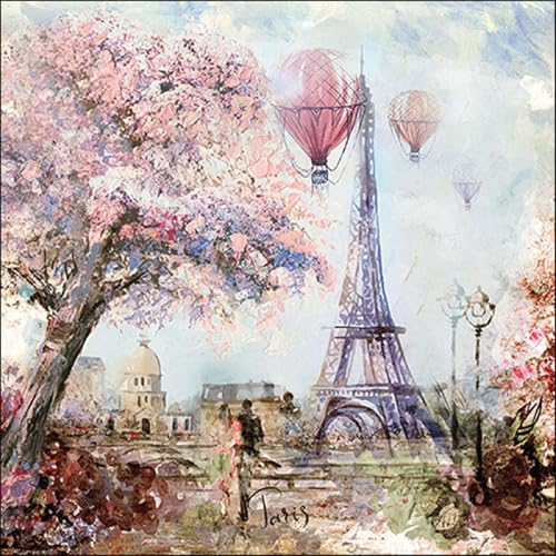 20 servilletas de papel Ambiente Paris Art para decoración de mesa también para fiestas o decoupage, 33 x 33 cm