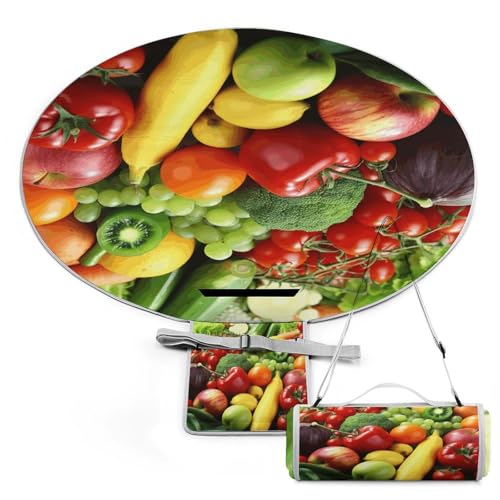 LBKHDS Extra Large Picnic Blanket Beach Blankets,Fresh Vegetables Fruits Print Picnic Blanket,Foldable Beach Blanket for Camping Park Beach Grass