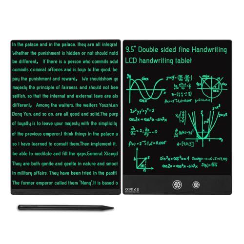 LCD Writing Tablet, 9.5in Double Display Erasable Reusable Electronic Drawing Pads