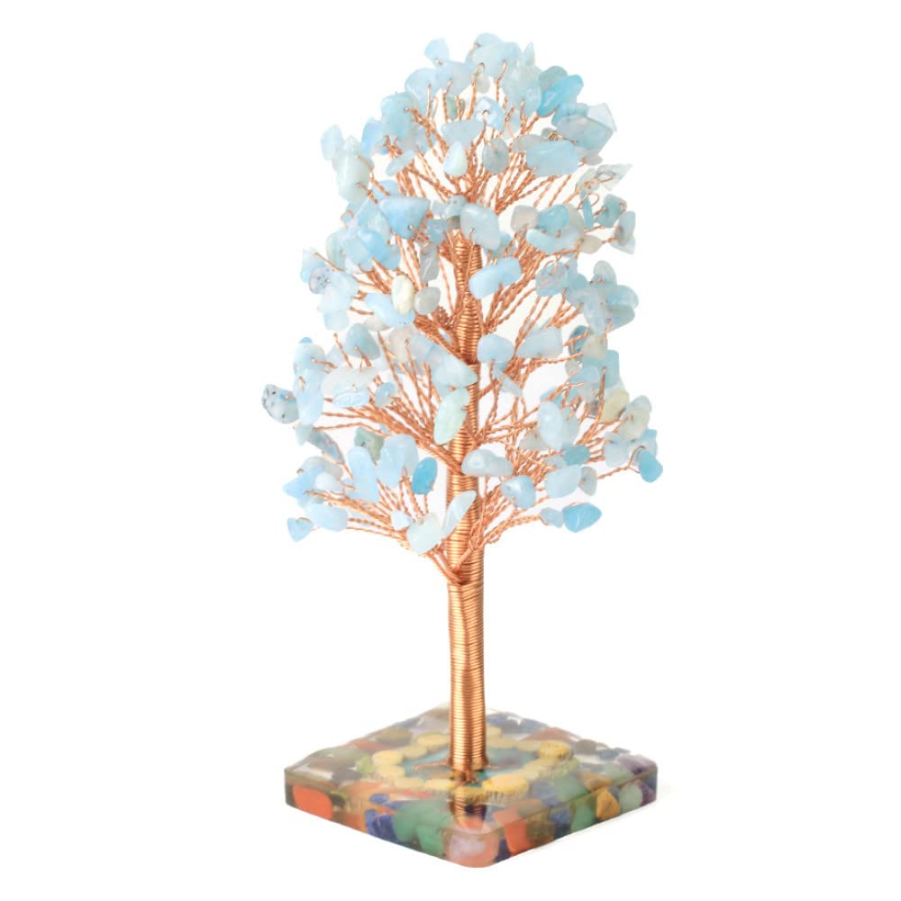 Arbre de vie en cristal d'aigue-marine pour harmoniser et purifier votre salon