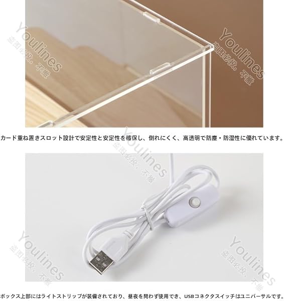 フィギュア用ディスプレイケース、アクリル製ディスプレイケース、透明、扉付き、木製、卓上型、頑丈、防塵、防汚、積み重ね可能、組み立て簡単。家庭用、業務用、装飾用として最適です。 (60*18*21.4cm) - 5