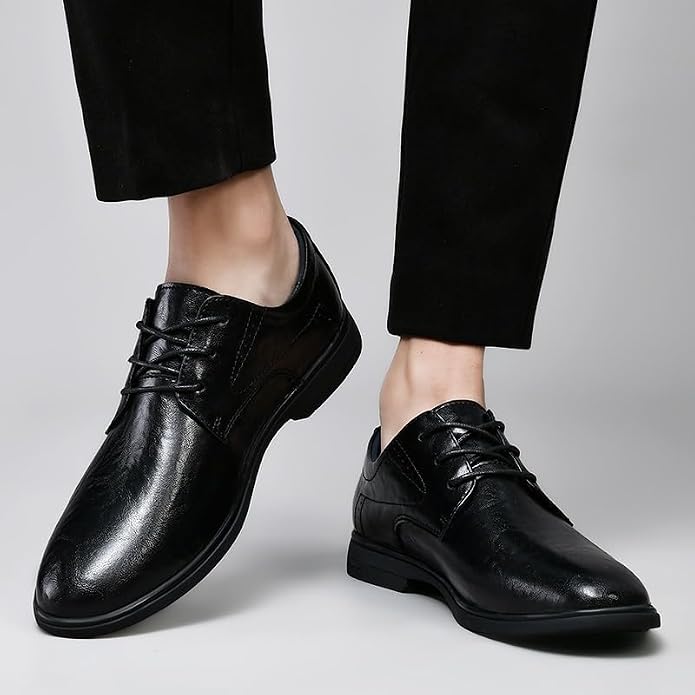 Cold Weather Office Attire Men's Winter Thermal Lace-Up Dress Shoes – Fleece Lined Warm Leather Oxfords For Business & Cold Weather
