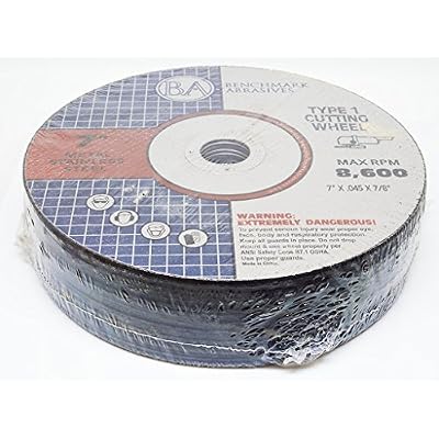 Benchmark Abrasives 7 Inch Aluminum Oxide Thin Type 1 Grinder Cut Off Wheels for Metal and Stainless Steel .045 Thick 7/8 Arbor, Angle Grinder Cutting Disc, Grinding Cutting Wheel - 25 Pack