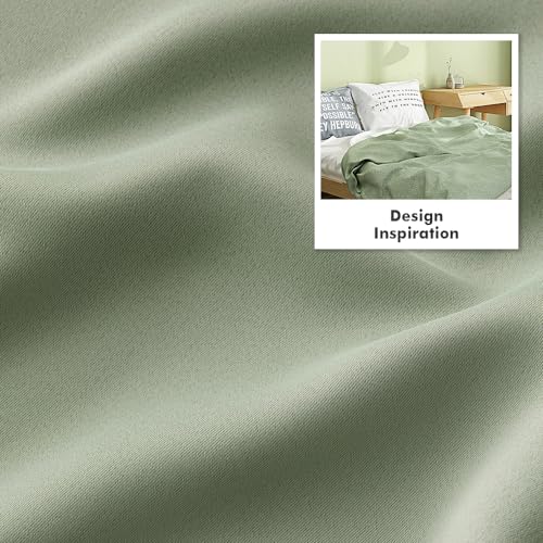 Image of MIULEE Sage Green Blackout Bedroom Curtains Drapes 96 Inch Long 52 inchx96 inch | Grommet Top, Room Darkening Window Drapes, Privacy Protection, Thermal Insulated, Heat Blocking, Light Blocking