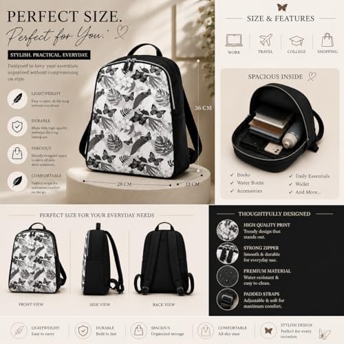 Image of Ethnic Style Waterproof Oxford Backpack for Women & Girls | Fashion Travel Canvas Look Nylon Bag | Large Capacity Printed Laptop Backpack for College