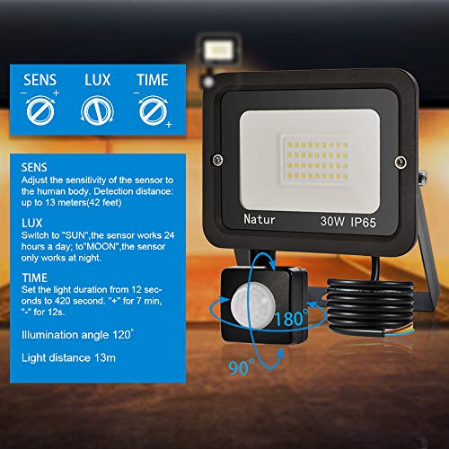 8 pezzi - Faretto con Sensore di Movimento 30W