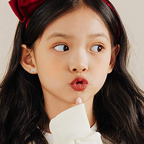 EVER FAITH Initial Earrings 925 Sterling Silver White Cubic Zirconia Tiny Alphabet Letter Stud Earring for Woman Sensitive Ears3