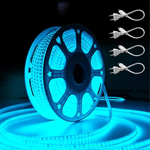 Image of Forus 40 Meter LED Rope Strip Light | Waterproof Outdoor Flexible Decorative Lighting | LED Neon Rope Light for Diwali, Christmas, Balcony, Ceiling & Home Decor, Ice Blue 1Pc with 4 Connectors