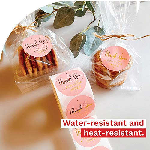 Xfasten Pink Thank You Stickers Roll For Small Business, 500 2-Inch Round Thank You Sticker Tags, Microwave-Safe Thank You Sticker Label Bulk For Packaging, Shipping, Shopping Bags And Envelopes #TOP6