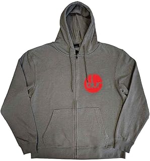 Men's Blur Circle Logo Zippered Hooded Sweatshirt Grey