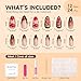 HOSAILY Medium Almond 3D Brown Gold Flower Press on Nails-‎ Tortoiseshell Leopard French Tip Blossom Gradient Design,24Pcs Handmade Fall/Autumn/New Year Glue on Acrylic Fake Nail Press ons for Women