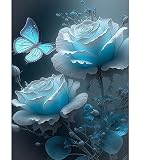 JFYHAB Blue Rose Diamond Painting Kits,Diamond Art Kit, Butterfly Paint by Numbers for Adults and Ki
