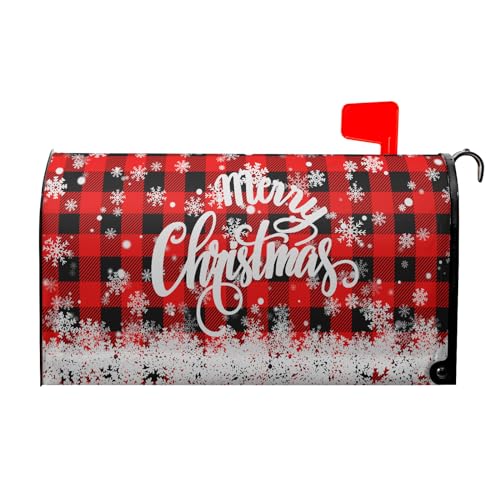 Image of Merry Christmas Mailbox Cover Standard Size 25.5 inch X 21 inch Winter Snowflake Xtmas Decor Oversized Mail Box Covers Mailbox Wraps Letter Post Box Cover for Home Garden Yard Outside
