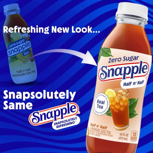 Image of Snapple Zero Sugar Half 'n Half Tea, 16 fl oz recycled plastic bottle, Pack of 12