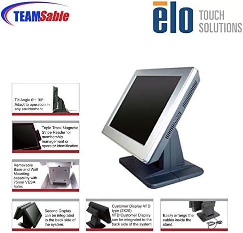TeamSable ELO Touch 17” POS Active Matrix TFT LCD Multi-functional Touch Screen Monitor With Dual VGA Interface (VGA and DVI), ELO 5-wire Resistive Touch Panel (RS-32 or USB) for Retail & Hospitality Application Hotels, Restaurants and Shops (E509854)