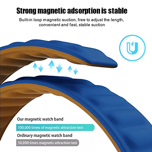 Image of ACM Watch Strap 22mm for Universal 22mm Size Replacement Strap Smartwatch | Magnetic Silicone Loop Luxury Band Dark Blue