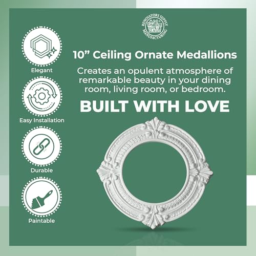 Image of Renovators Supply Manufacturing Pack of 5 Ceiling Light Trim Medallion 10'' Polyurethane White