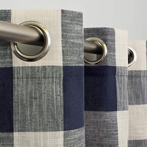 Image of Sweet Home Collection Window Curtains Treatment Panel 63 inch or 84 inch Long in Stylish and Unique Patterns and Designs for All Home Decor, Courtyard Navy