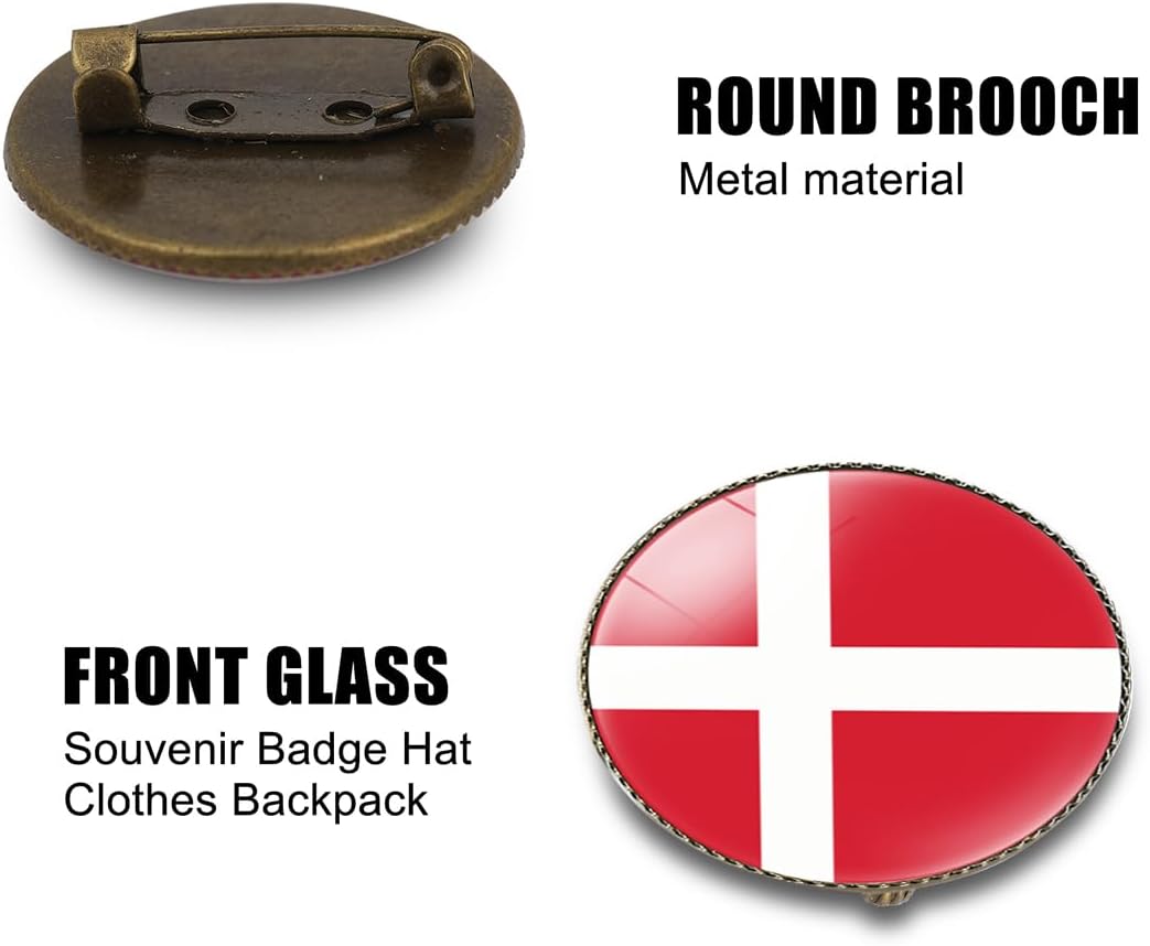4 Pcs Denmark Flag Pin Round 1 Inch, Lapel Pins Souvenir Badge for Hat Clothes Backpack,Danish Flag Brooch Accessories Party Favors,Patriotic Pin Accessories for Men/Women - Image 3