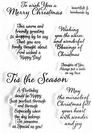 Arbuya Tis Season Merry Christmas Sentiments Sayings Phrase Rubber Clear Stamp/Seal Scrapbook/Photo Decorative Card Making Clear Stamp