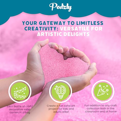 Podzly Decorative Bulk Craft Sand – 5 lb Pink Fine Grain Colored Sand for Crafts, Vases, Centerpieces, Wedding Décor, Party Displays, Classroom Activities & DIY Projects – for Kids and Adults by Podzly - Image 3