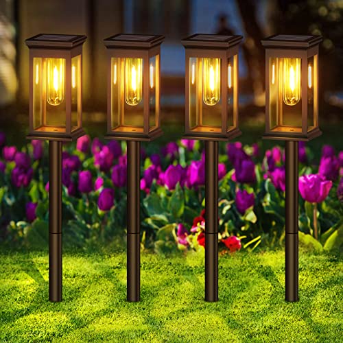 Kooper Solar Pathway Lights Outdoor, 4 Pack Upgraded Solar Outdoor Lights, Bright Solar Garden Lights Outdoor Waterproof, Auto On/Off Outdoor Solar Lights For Yard Landscape Path Lawn Patio Walkway #TOP19