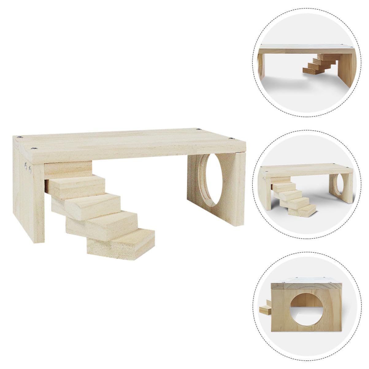 Holz Hamsterplattform mit Leiter Bissfestes Kletterspielzeug für Hamster und Kleine Haustiere Stabile Beige Plattform für Interaktives Spiel im Käfig