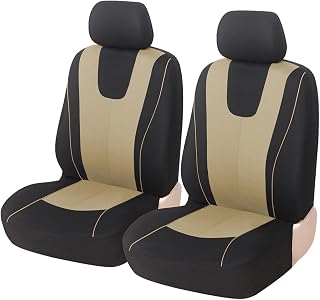 ZIMISI 4PCS Car Front Seat Covers, Comfort Breathable Vehicle Seat Protector Cover, Universal Automotive Interior Accessories for Car, SUV, Truck (Beige)