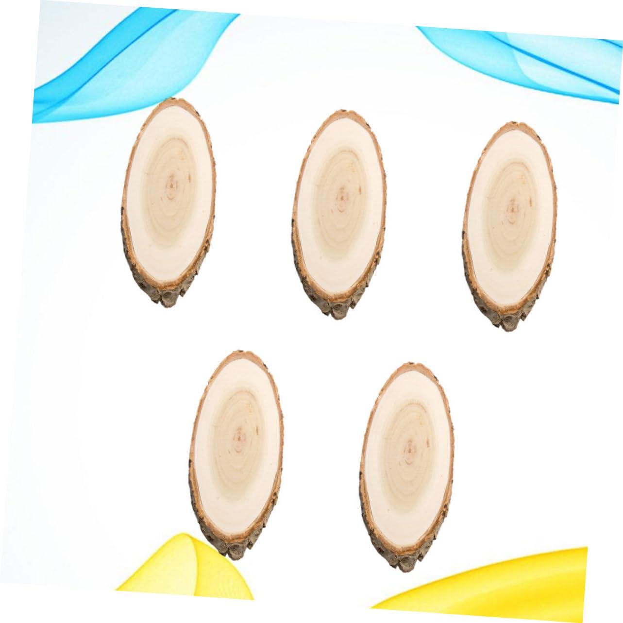 Housoutil 5pcs Pine Wood Pieces Unfinished Wooden Board Pendant for Wall Oval Shape Hanging Board Message Decor 6x24cm