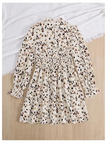 Floerns Girl's Floral Print Flare Long Sleeve Short Dress Mock Neck A Line Dresses2